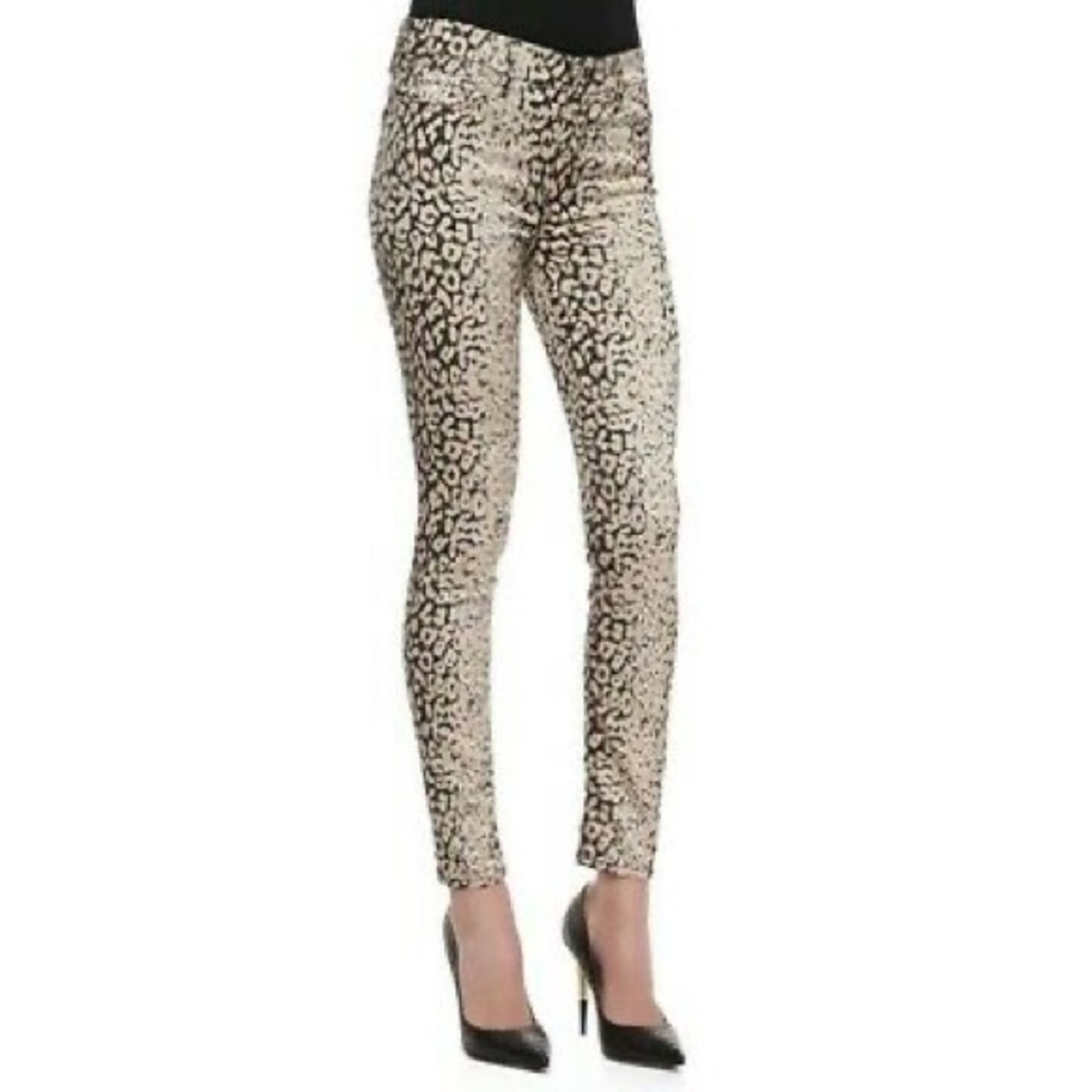 7 for All Mankind Faded Leopard Print Skinny Jeans Pants 24